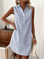Elegant Striped Shirt Dress with Lightweight Fabric