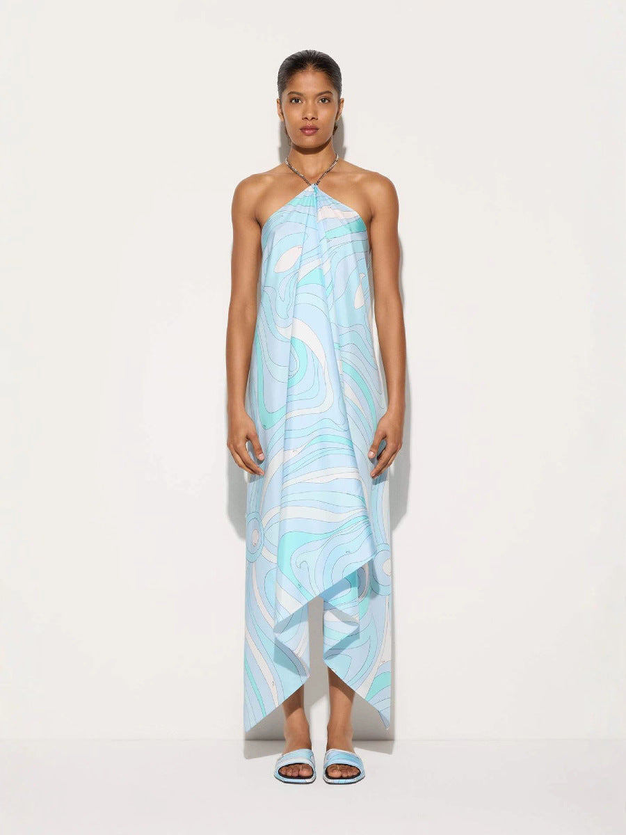 Elegant Summer Dress | Women’s Halter Neck Design with Irregular Hemline | Stylish and Comfortable for Special Occasions