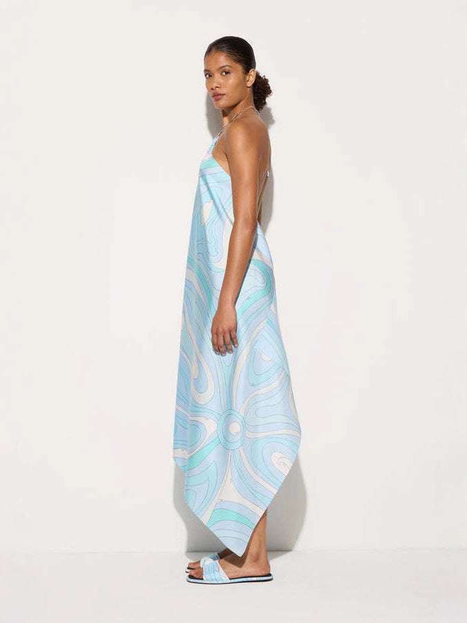 Elegant Summer Dress | Women’s Halter Neck Design with Irregular Hemline | Stylish and Comfortable for Special Occasions