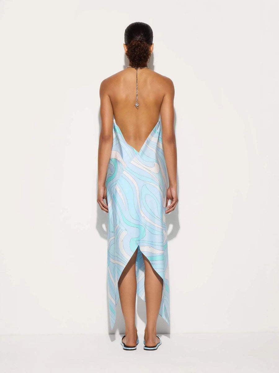 Elegant Summer Dress | Women’s Halter Neck Design with Irregular Hemline | Stylish and Comfortable for Special Occasions