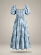 Elegant Summer Dress | Women's Midi Dress with Puff Sleeves for Effortless Style