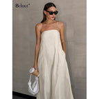 Elegant Summer Maxi Dress | Women's Strapless A-Line Design for Effortless Style