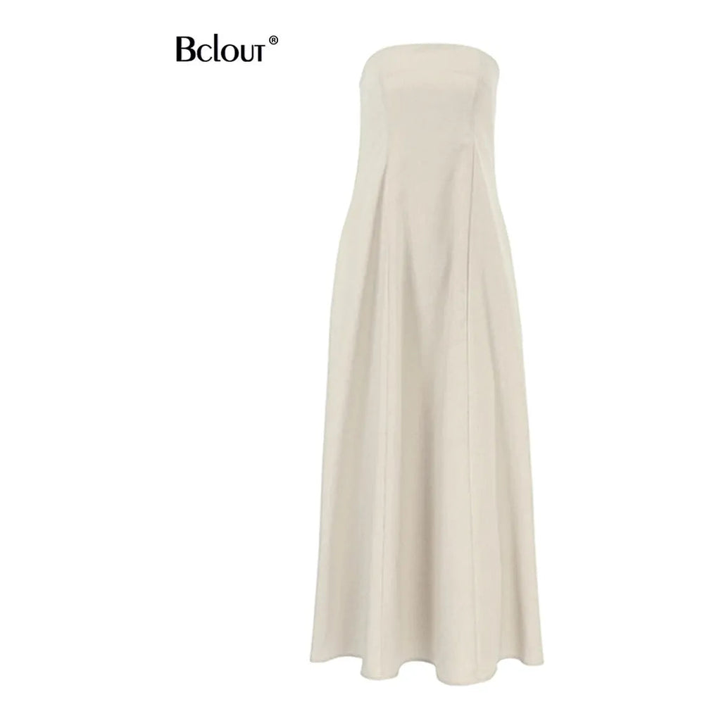 Elegant Summer Maxi Dress | Women's Strapless A-Line Design for Effortless Style
