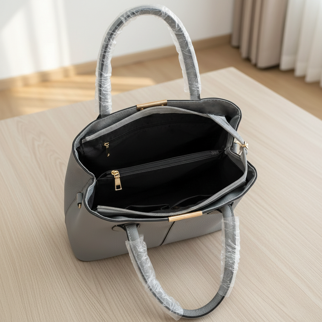 Elegant Vegan Leather Handbag with Structured Design & Detachable Strap for Stylish Everyday Use