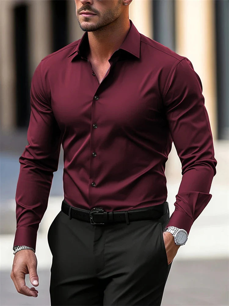 Men's Velvet Shirt — Structured Collar, Tailored Fit