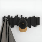 Wood Wall Coat Rack — Piano-Key Foldable Hooks