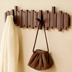 Wood Wall Coat Rack — Piano-Key Foldable Hooks
