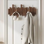 Wood Wall Coat Rack — Piano-Key Foldable Hooks