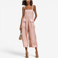Elegant Wide-Leg Jumpsuit with Elbow-Length Sleeves for Effortless Style