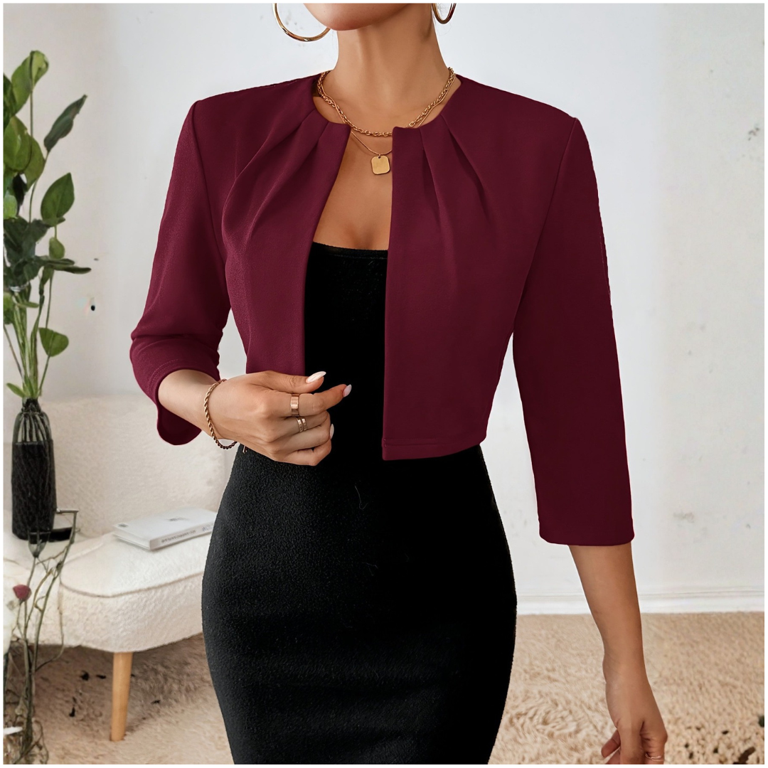 Elegant Women's Short Blazer Jacket with Pleated Accents | Versatile Layering for Any Occasion