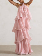 Elegant | Floral Maxi Dress with Ruffle Detail | Comfortable Long Dress for Effortless Style