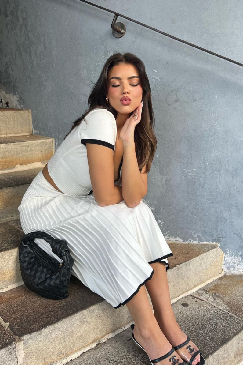 Elena Collection | Women's Outfit Set with Premium Knit Blend | Elegant Midi Skirt and Cardigan for Special Occasions
