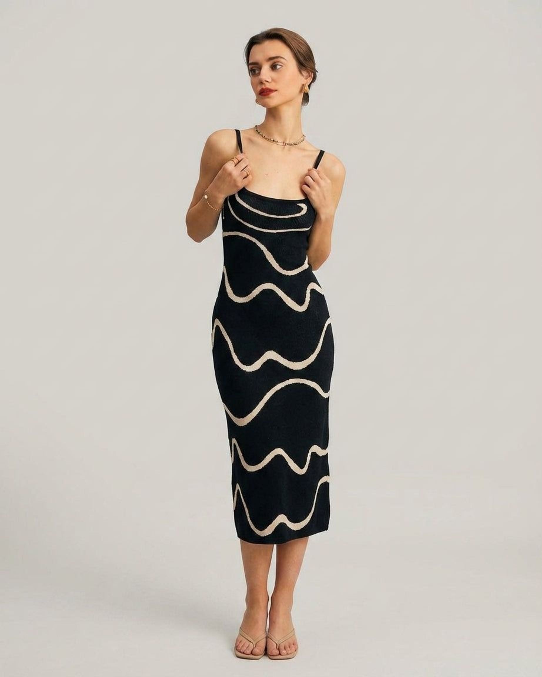 Elena Voss | Women's Black Bodycon Mermaid Midi Dress