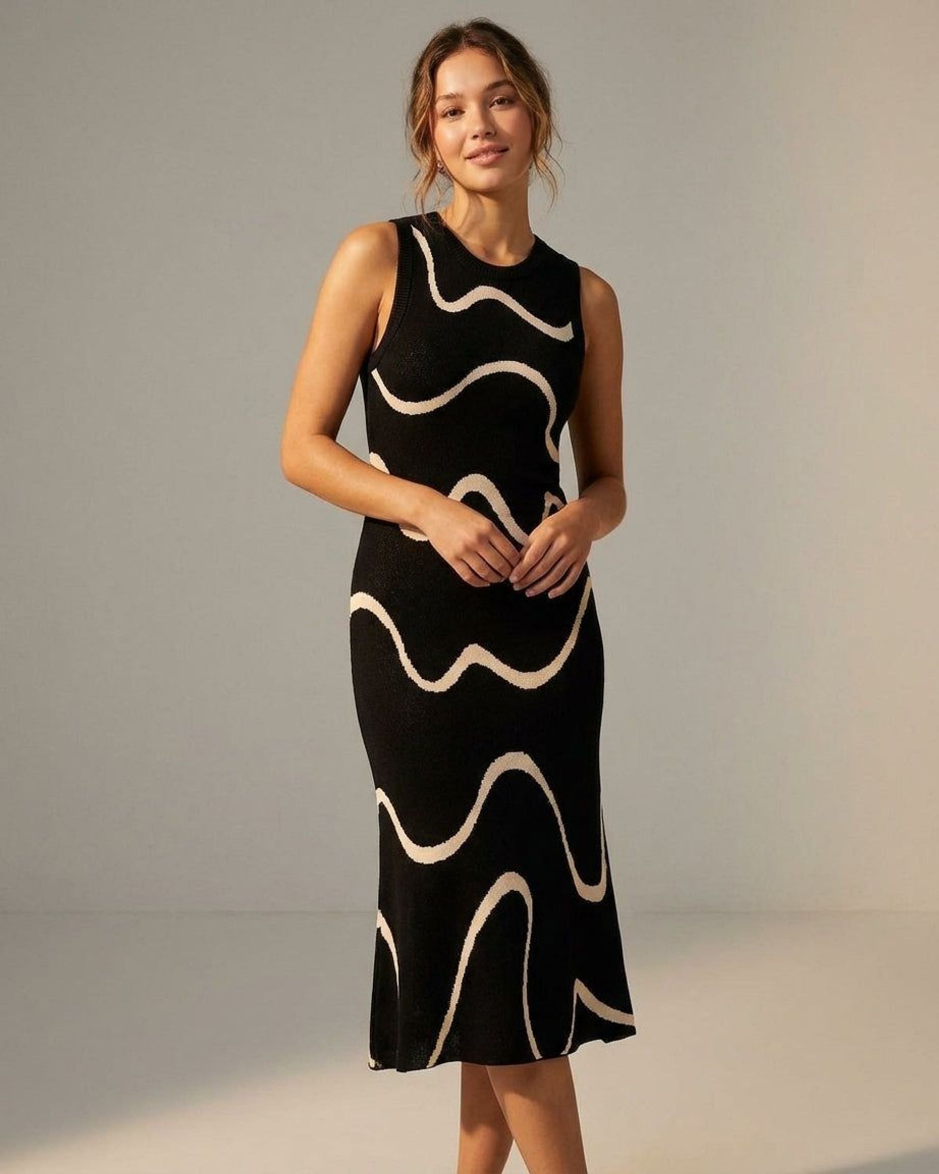 Elena Voss | Women's Black Bodycon Mermaid Midi Dress