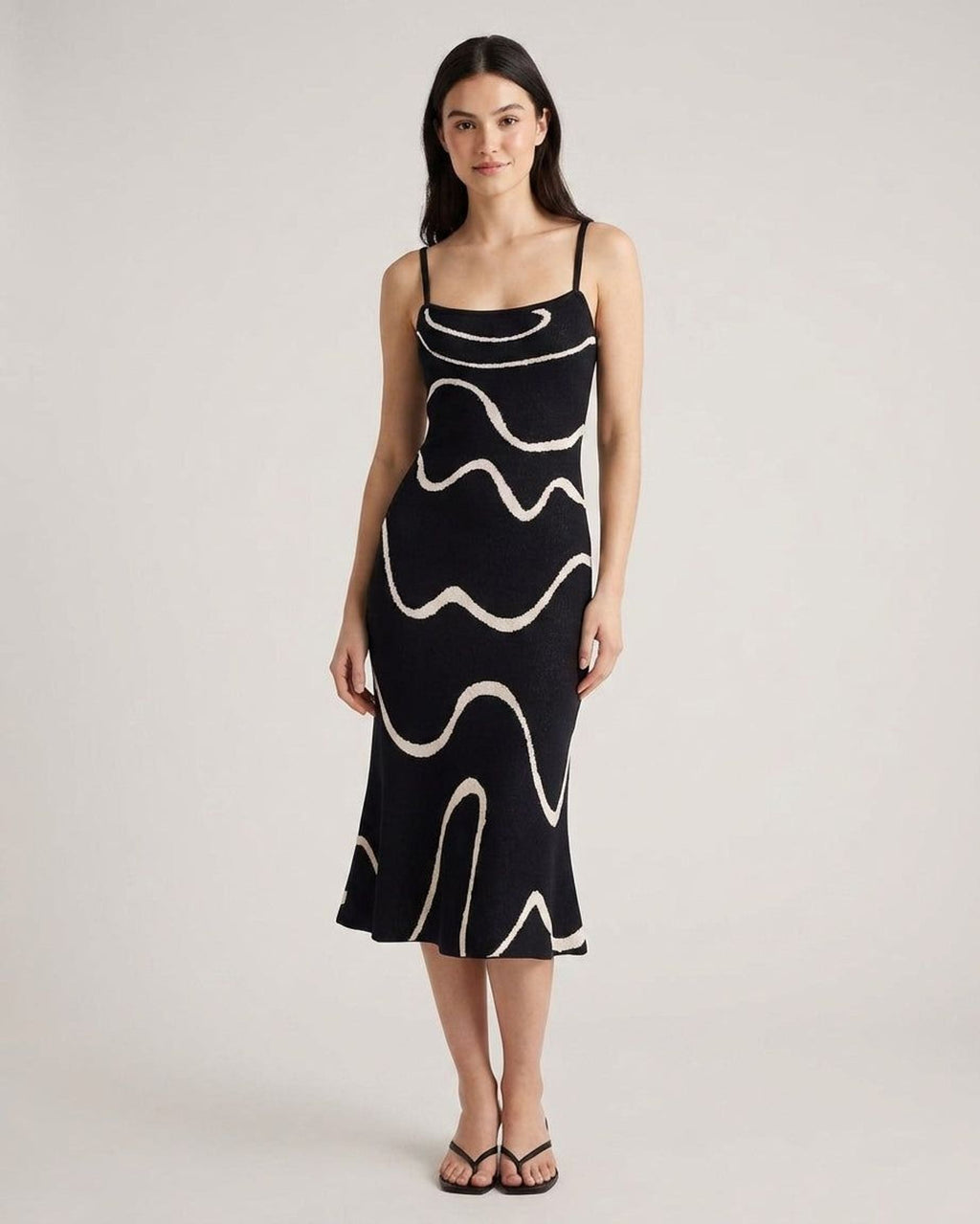 Elena Voss | Women's Black Bodycon Mermaid Midi Dress