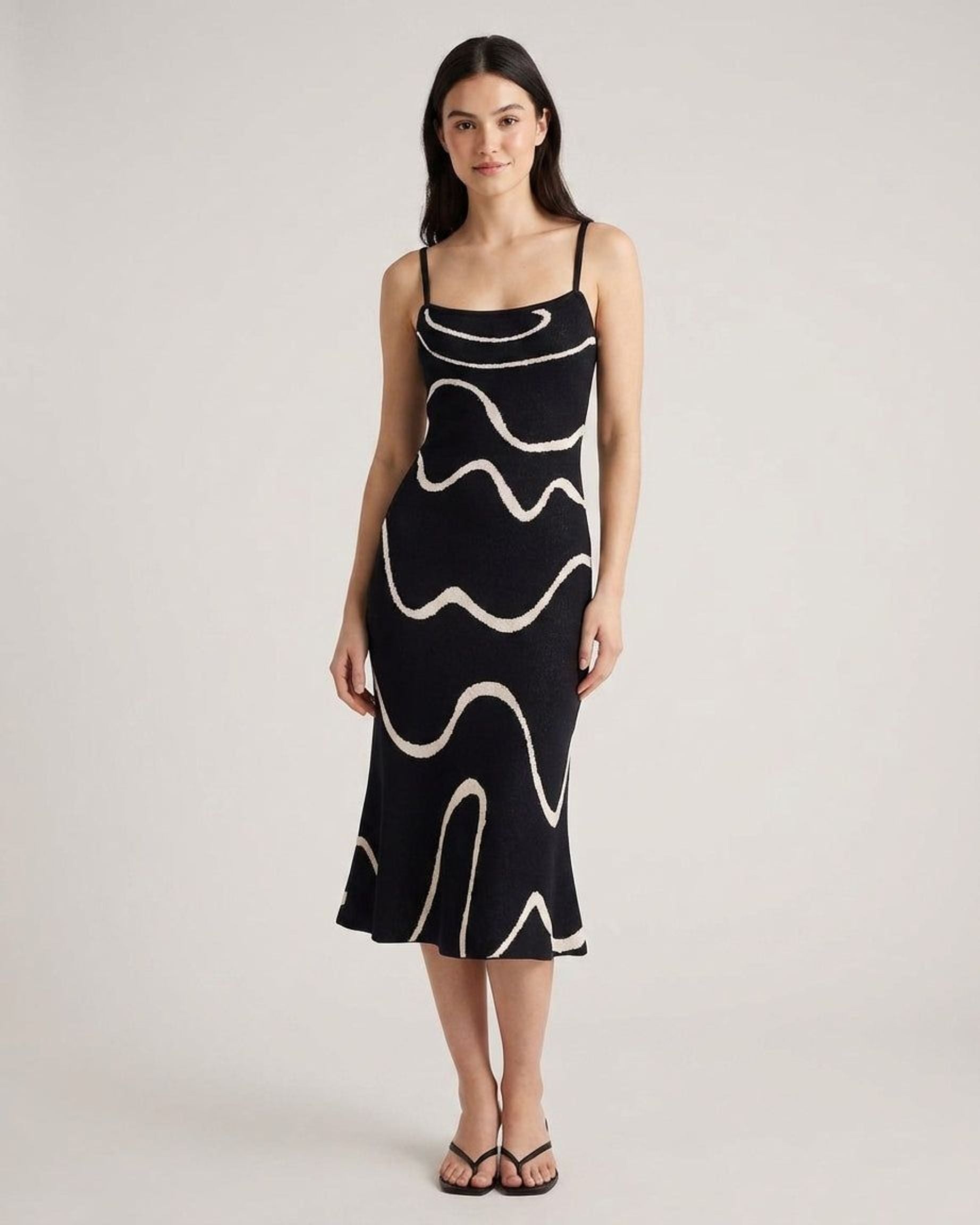 Elena Voss | Women's Black Bodycon Mermaid Midi Dress