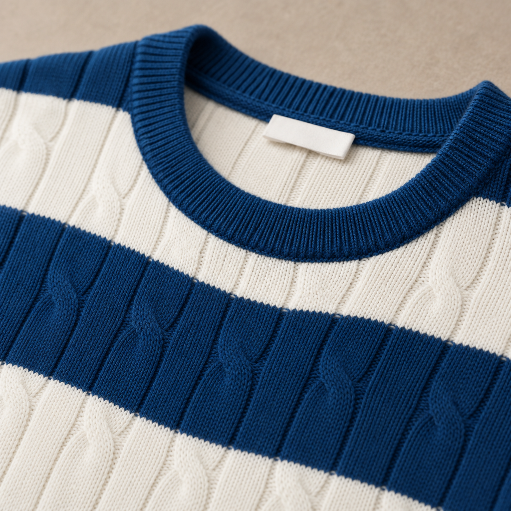 Men's T-Shirt with Cable Knit Texture