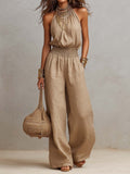 Elia Collection | White Jumpsuit Women with Flattering Elastic Waist | Elegant Summer Outfit