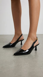Women's Elizabeth Collection | Low Sling Back Court Heels with Glossy Patent Finish | Elegant Design for All-Day Comfort 2