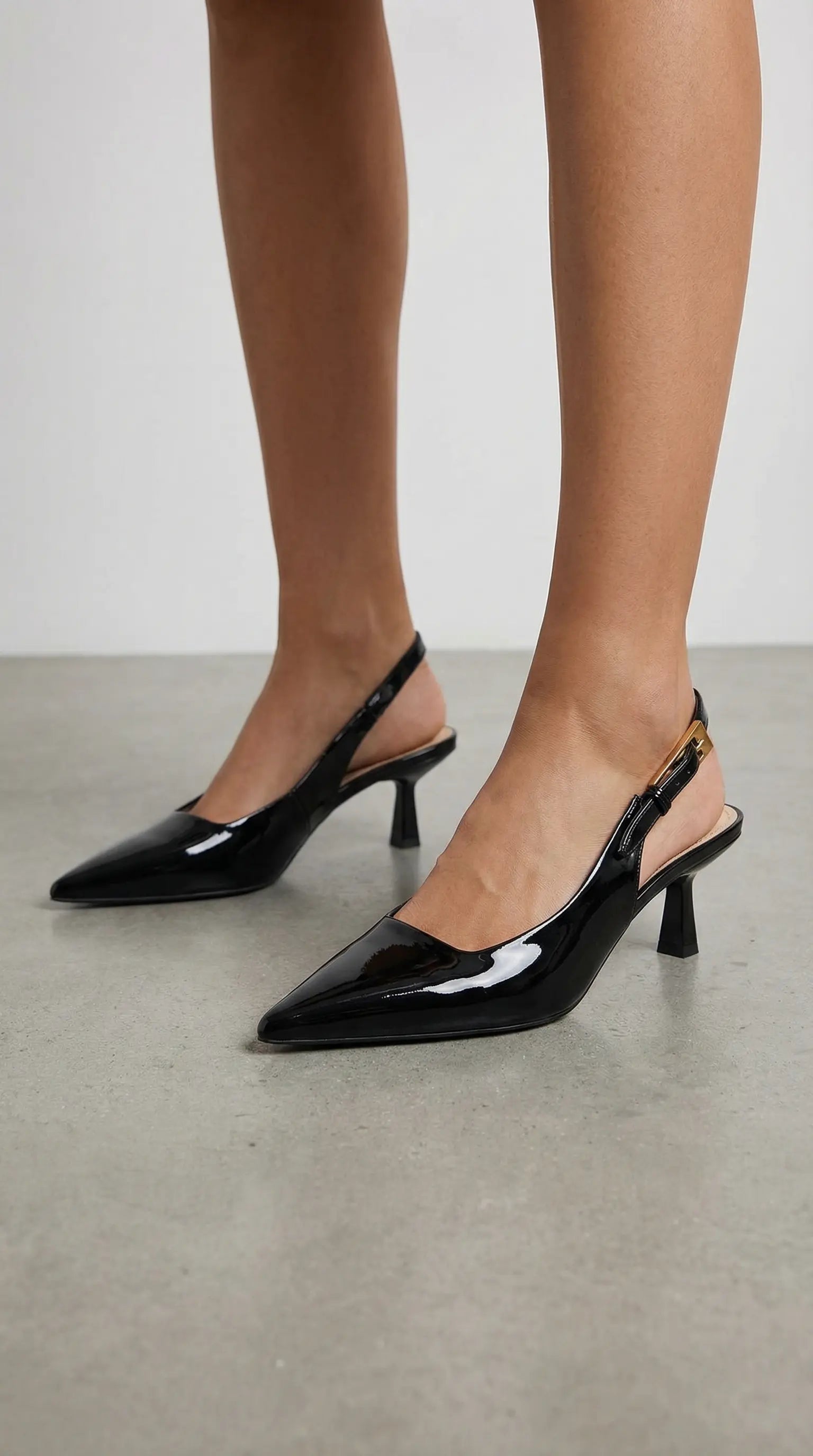 Women's Elizabeth Collection | Low Sling Back Court Heels with Glossy Patent Finish | Elegant Design for All-Day Comfort 2