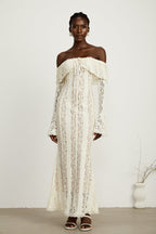 Émeline – Floral Maxi Dress for Women with Off-Shoulder Design –...