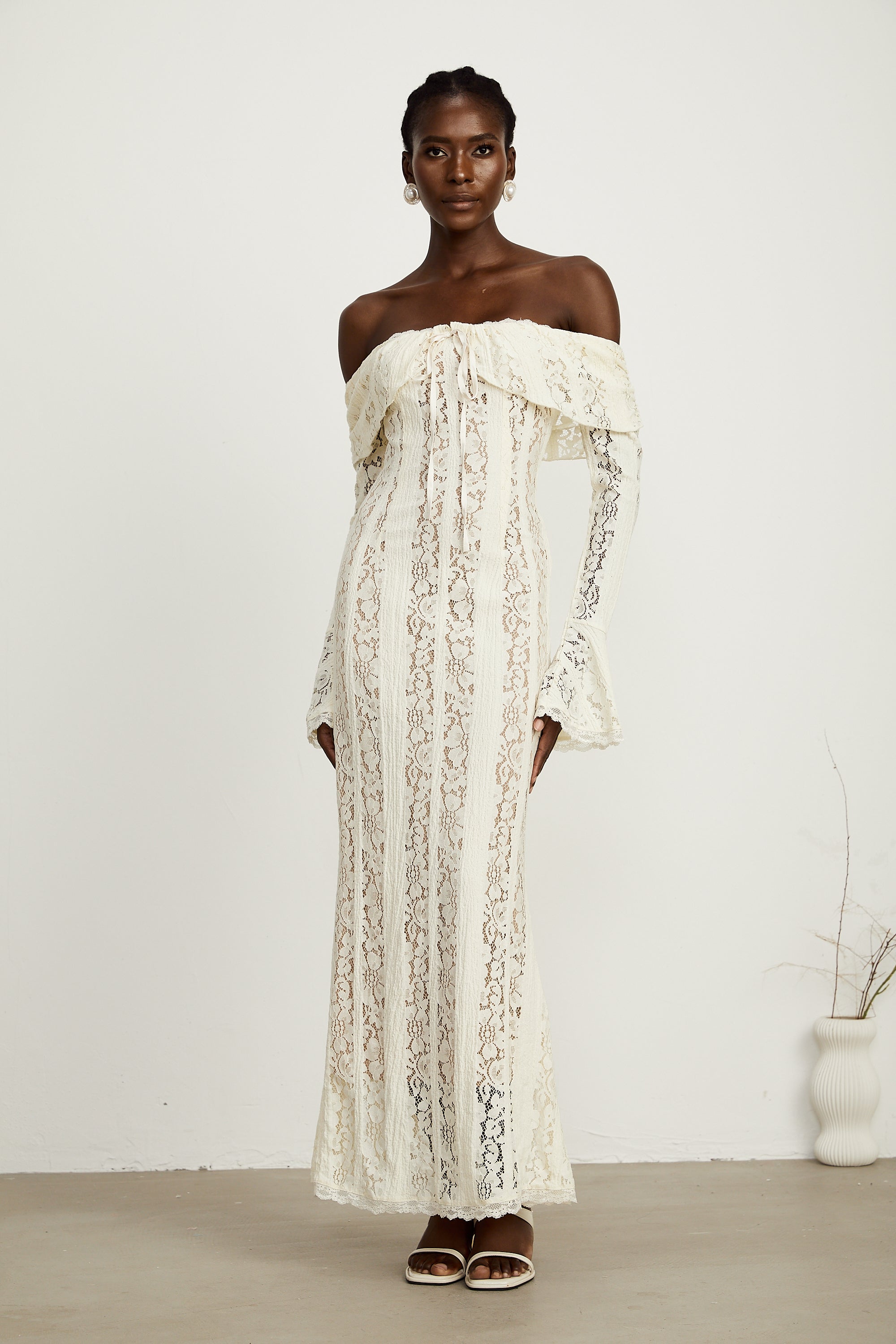 Émeline – Floral Maxi Dress for Women with Off-Shoulder Design –...