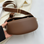Emma Collection | Black Crossbody Bag with Curved Flap Design | Vegan Leather for Stylish Everyday Use