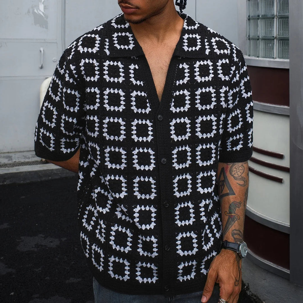 Enzo Collection | Knit Pattern Shirt with Breathable Fabric | Stylish Casual Wear for Warm Evenings
