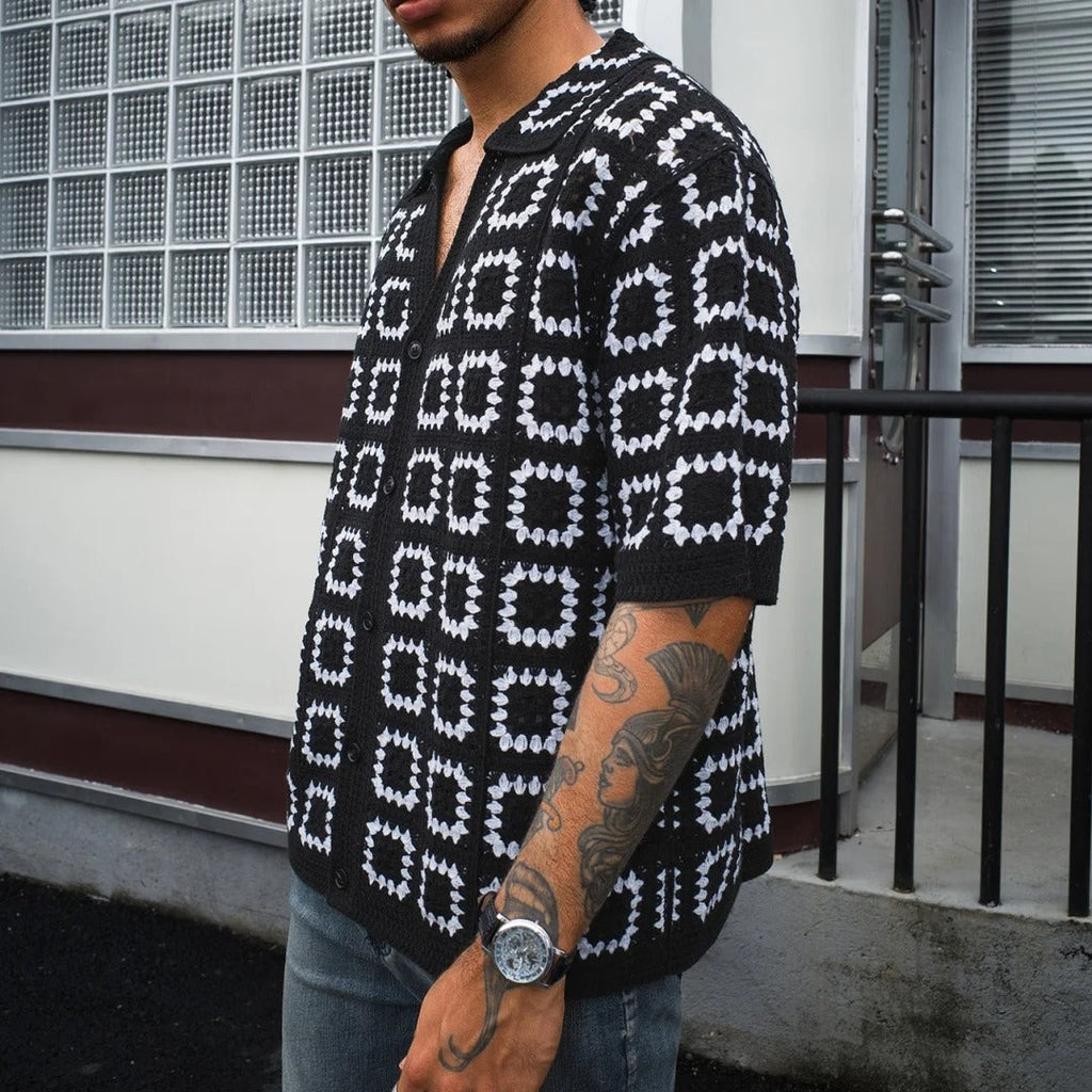 Enzo Collection | Knit Pattern Shirt with Breathable Fabric | Stylish Casual Wear for Warm Evenings