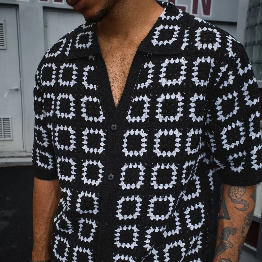 Enzo Collection | Knit Pattern Shirt with Breathable Fabric | Stylish Casual Wear for Warm Evenings