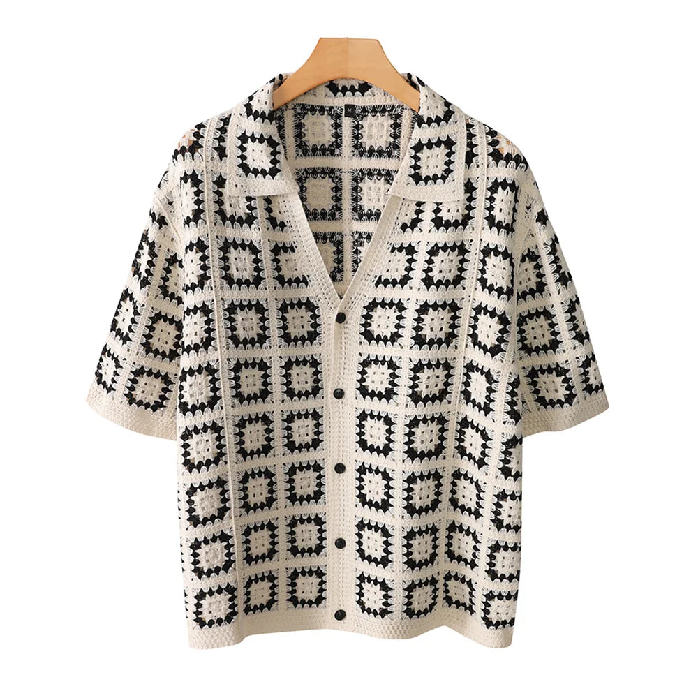 Enzo Collection | Knit Pattern Shirt with Breathable Fabric | Stylish Casual Wear for Warm Evenings