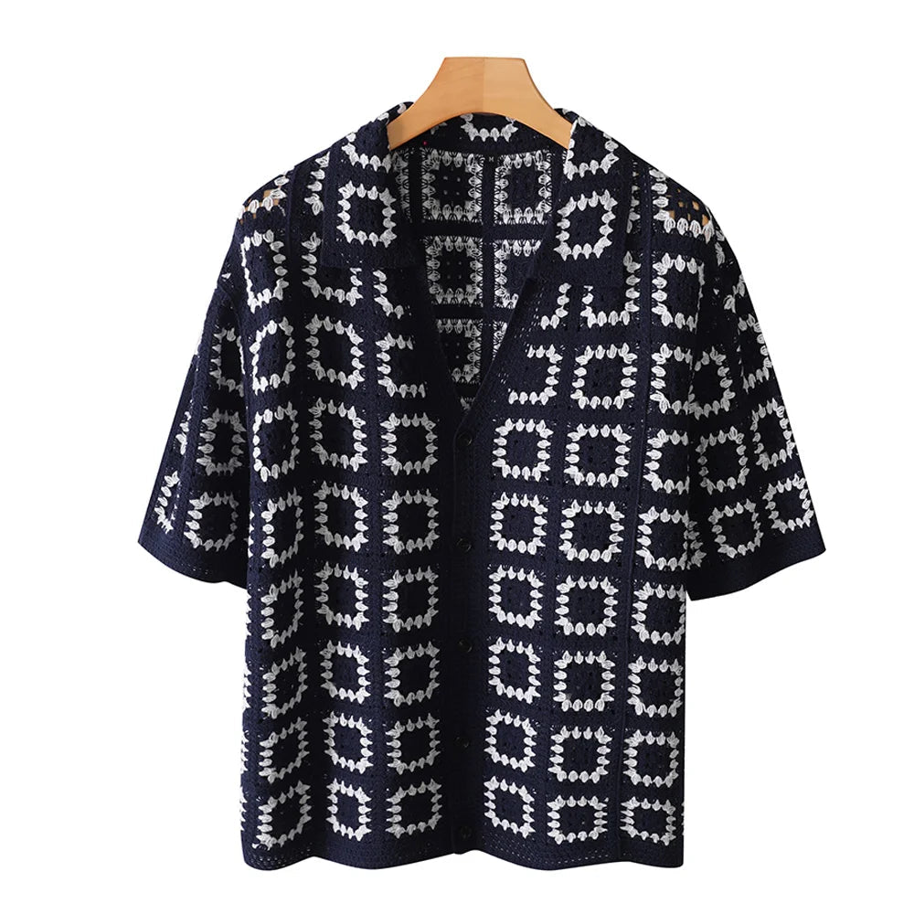 Enzo Collection | Knit Pattern Shirt with Breathable Fabric | Stylish Casual Wear for Warm Evenings