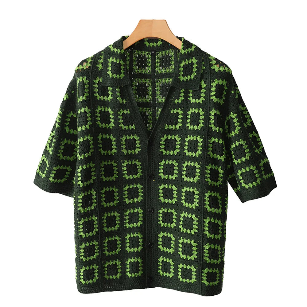 Enzo Collection | Knit Pattern Shirt with Breathable Fabric | Stylish Casual Wear for Warm Evenings