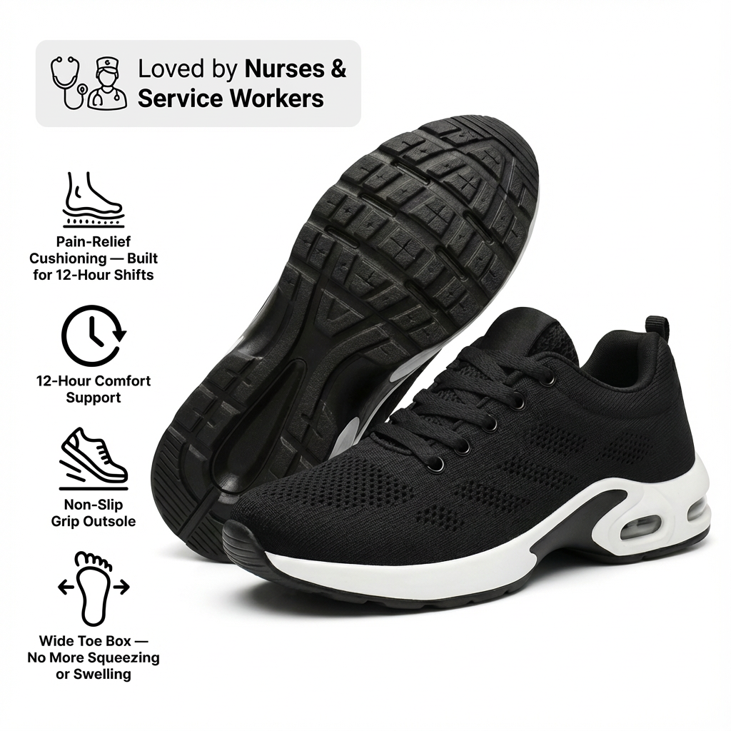 Slip-Resistant Comfort Work Shoes — Shock-Absorbing