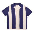 Essential Striped Knit Shirt in Navy Cotton with Short Sleeves for Effortless Summer Style