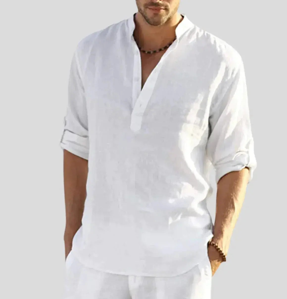 Women's Ethan | Stylish Casual Long Sleeve Men's Shirt | Band Collar Design: Enhances casual outfits with s 1