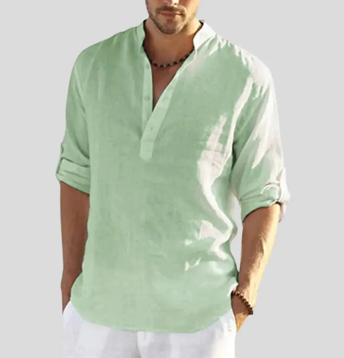 Women's Ethan | Stylish Casual Long Sleeve Men's Shirt | Band Collar Design: Enhances casual outfits with s 5