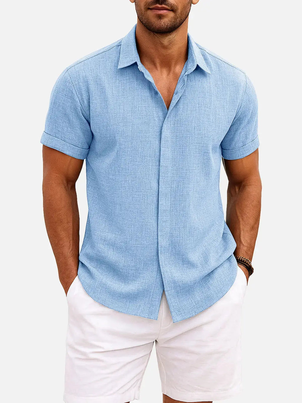 Women's Ethan | Stylish Casual Short Sleeve Men's Shirt | Material: 55% Linen 0