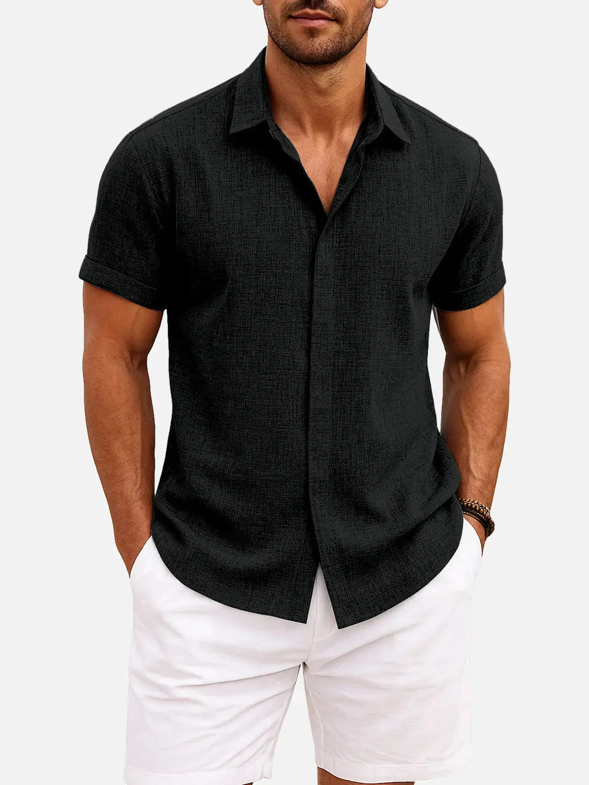 Women's Ethan | Stylish Casual Short Sleeve Men's Shirt | Material: 55% Linen 1