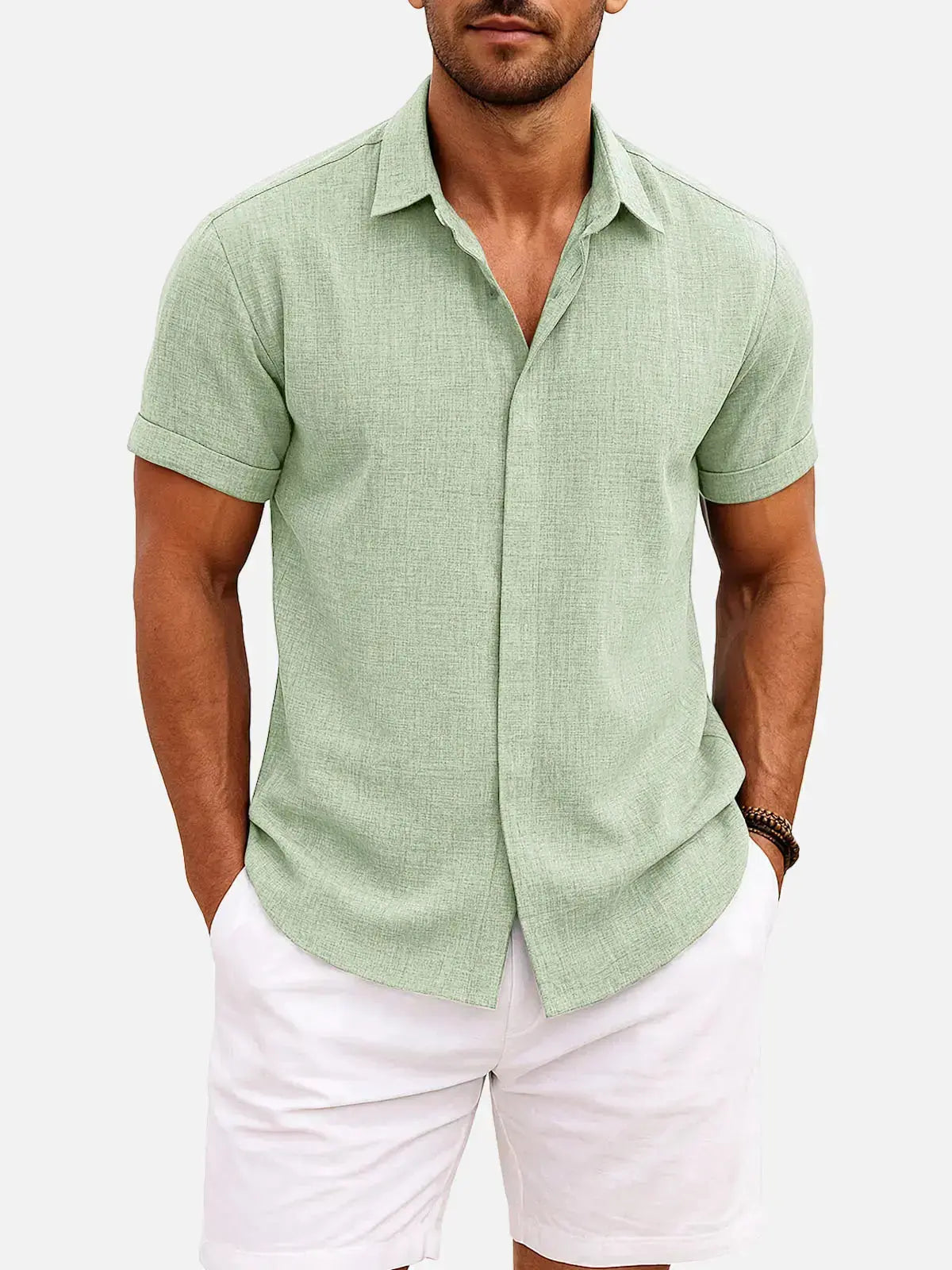 Women's Ethan | Stylish Casual Short Sleeve Men's Shirt | Material: 55% Linen 11