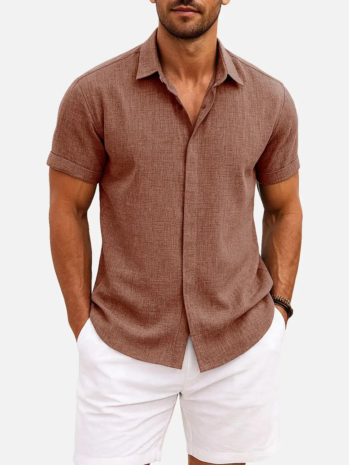 Women's Ethan | Stylish Casual Short Sleeve Men's Shirt | Material: 55% Linen 12