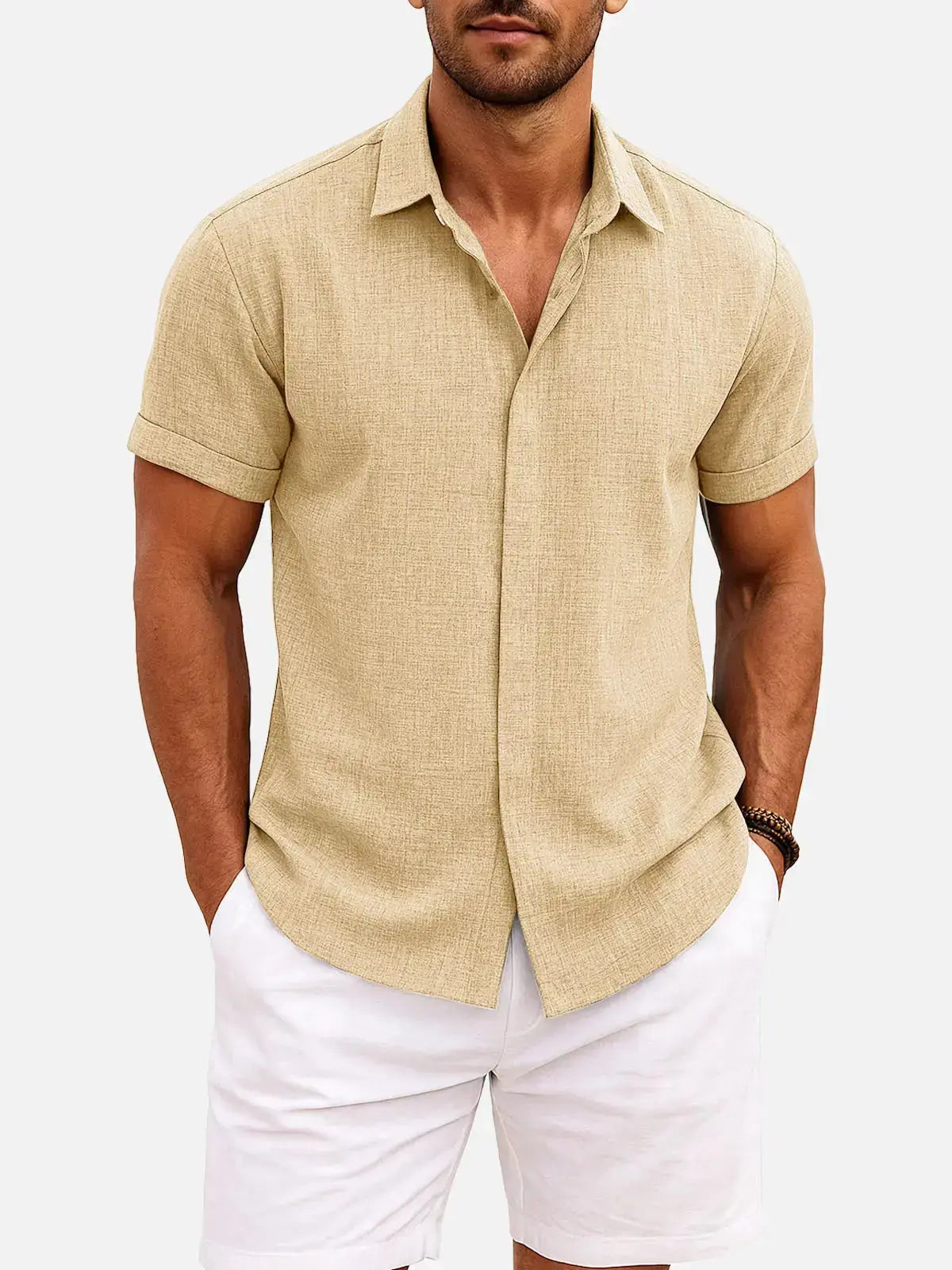 Women's Ethan | Stylish Casual Short Sleeve Men's Shirt | Material: 55% Linen 13