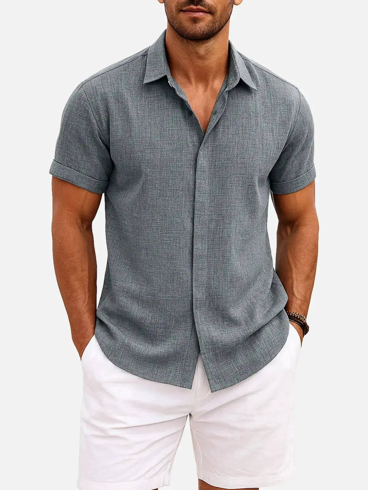 Women's Ethan | Stylish Casual Short Sleeve Men's Shirt | Material: 55% Linen 14