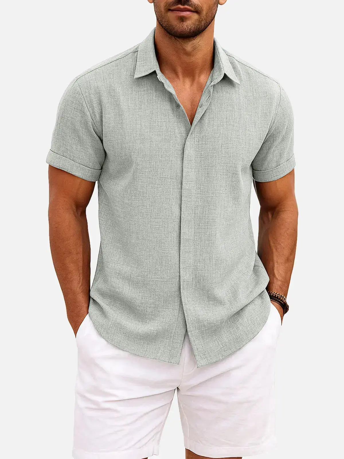 Women's Ethan | Stylish Casual Short Sleeve Men's Shirt | Material: 55% Linen 15