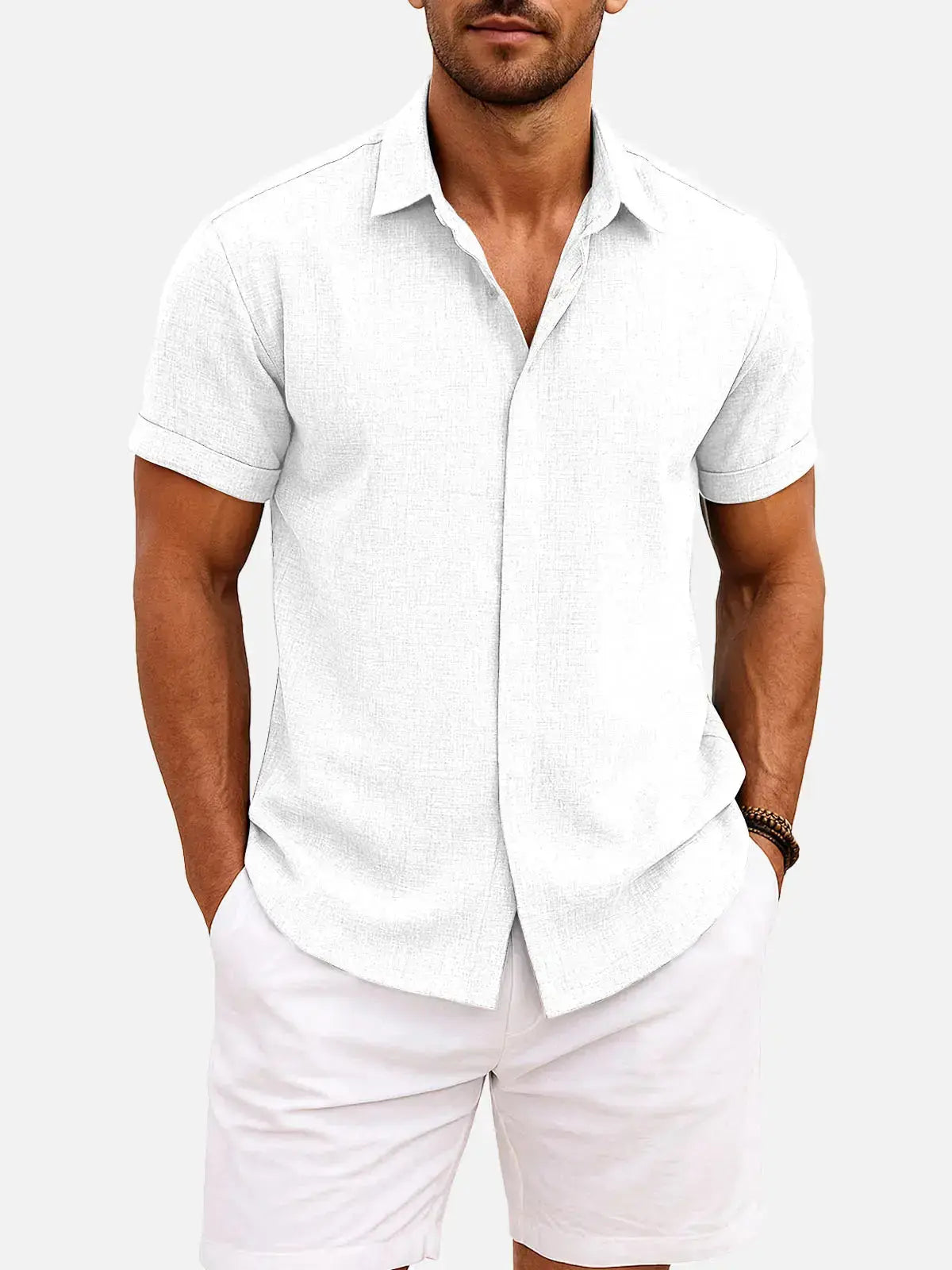 Women's Ethan | Stylish Casual Short Sleeve Men's Shirt | Material: 55% Linen 16