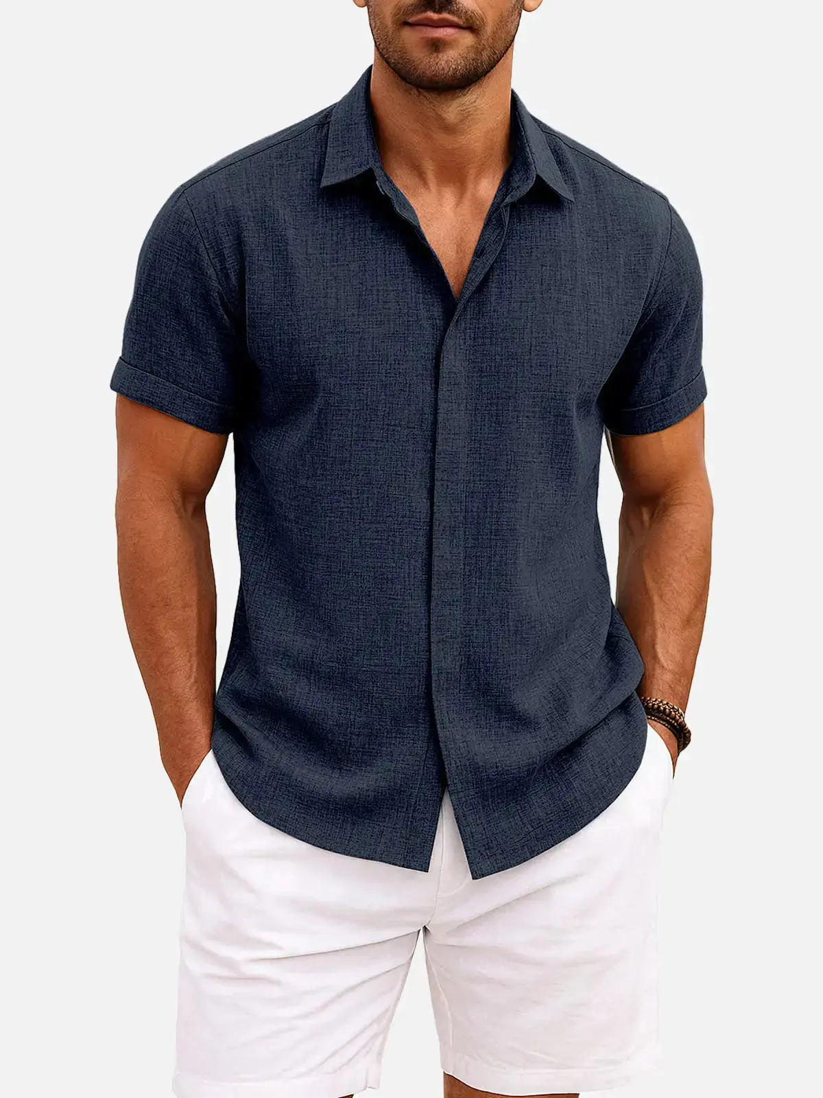 Women's Ethan | Stylish Casual Short Sleeve Men's Shirt | Material: 55% Linen 17
