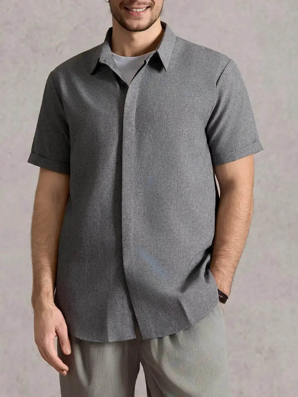 Women's Ethan | Stylish Casual Short Sleeve Men's Shirt | Material: 55% Linen 4