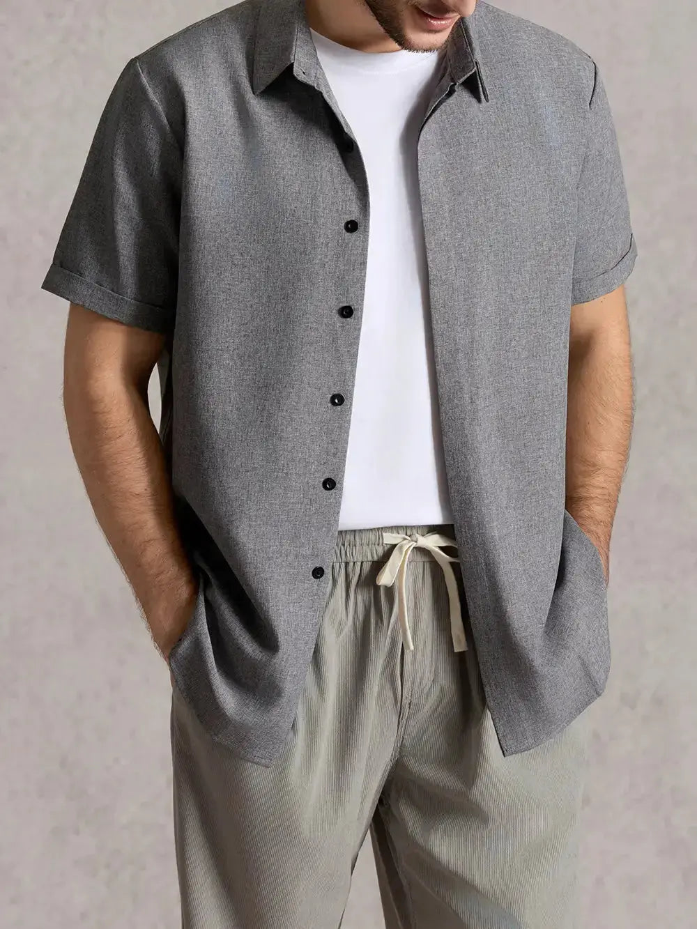 Women's Ethan | Stylish Casual Short Sleeve Men's Shirt | Material: 55% Linen 5
