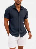 Women's Ethan | Stylish Casual Short Sleeve Men's Shirt | Material: 55% Linen 8