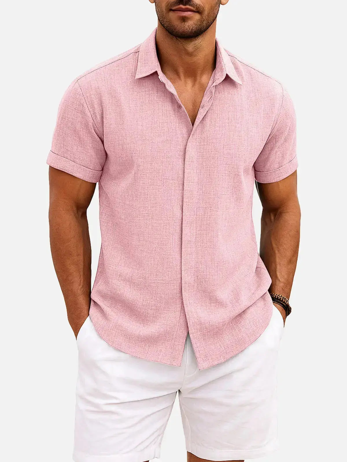 Women's Ethan | Stylish Casual Short Sleeve Men's Shirt | Material: 55% Linen 9